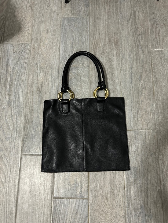 NWOT! Women's Black Leather Purse/Tote - Picture 2 of 7